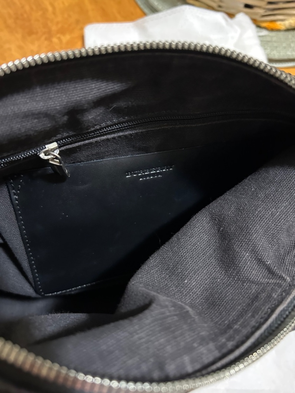 Burberry Canvas Classic Plaid Shoulder Bag in Black and Beige with Red Stripe - Picture 7 of 7